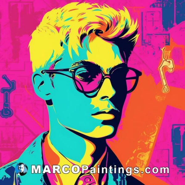 A person wearing glasses in a pop art style