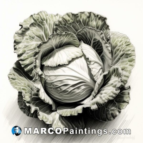 A photograph of a drawing of a cabbage