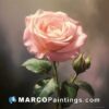 A pink rose is featured in a portrait oil painting