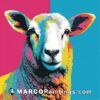 A pop art sheep on a colorful background