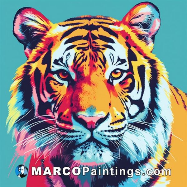 A pop artist print of a colorful tiger
