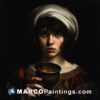 A portrait of a girl holding a cup