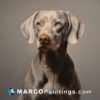 A portrait of a grey and white dog