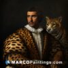 A portrait of a man in leopard costume