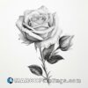 A portrait of a rose drawing in black and white