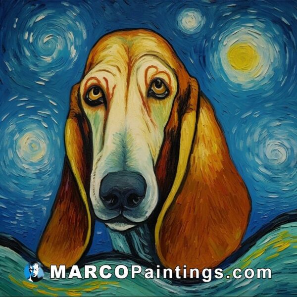 A portrait of an incredibly cute dog on a starry night