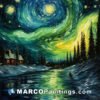 A portrait of starry night over the water