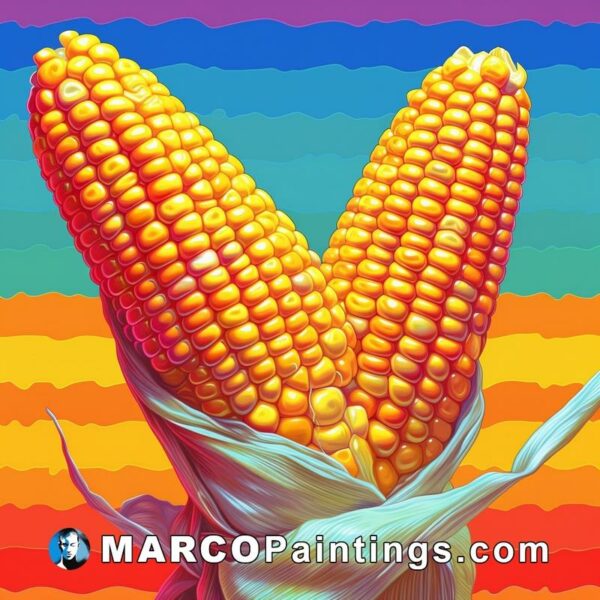 A poster titled 'corn on the cob on colorful background'