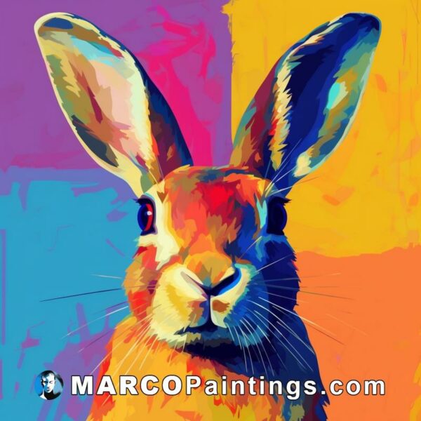 A rabbit in a colorful background a diy art image