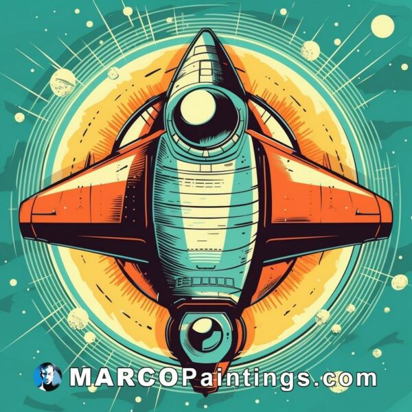 A retro spaceship in space illustration