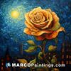 A rose of the city at night is painted on canvas