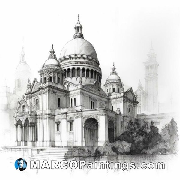 A sketch of a cathedral with domes