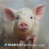 A small painting of a white pig