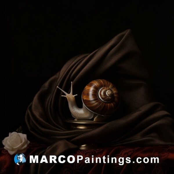A snail in a gold piece of cloth