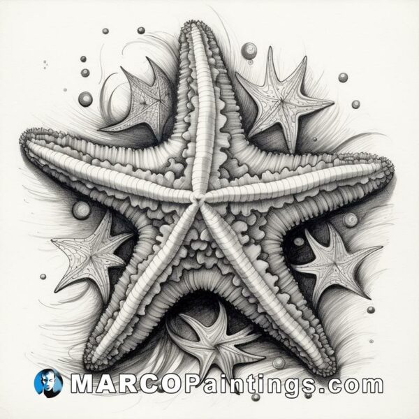A starfish in pen and ink drawing