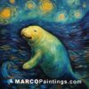 A starry night with manatee painting