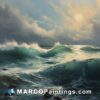 A stormy ocean in the painting