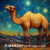 A van gogh painting of a camel with stars over it