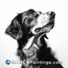 A white black and white drawing of a dog