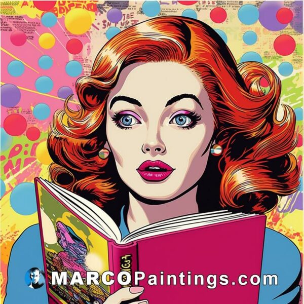 A woman reading a book in a pop art form