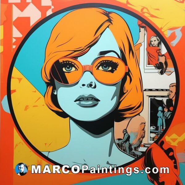 A woman wears sunglasses in an orange circular frame