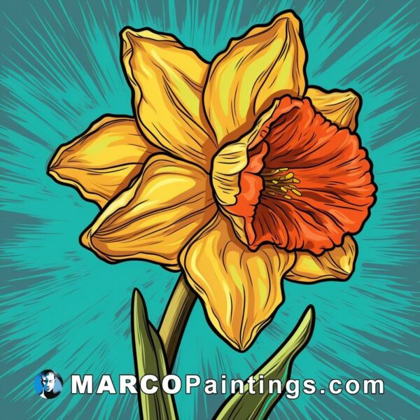 A yellow daffodil in a pop art style illustration