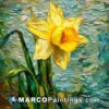 A yellow flower painting in a mosaic style by juliet kwan