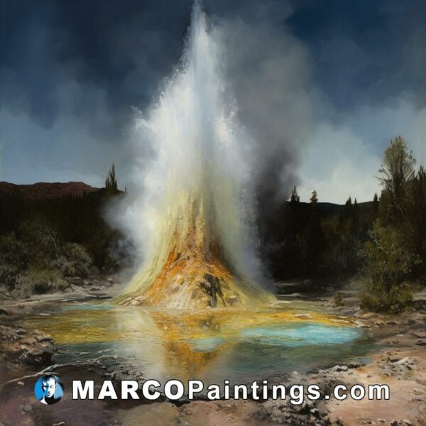 A yellow geyser is steaming