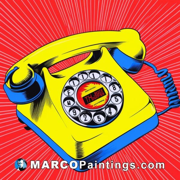 A yellow retro old style telephone