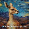 Acrylic on canvas painting of a kangaroo on the night sky