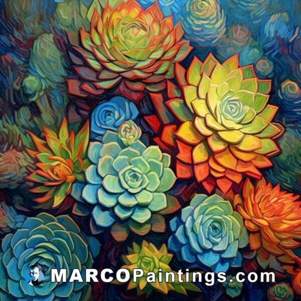 Acrylic on canvas succulents