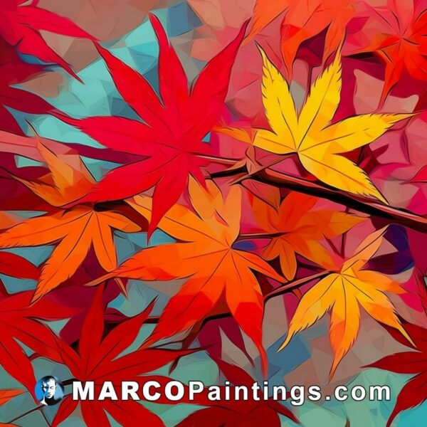 An abstract image of colorful maple leaves