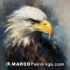 An abstract painting of a bald eagle