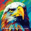 An abstract portrait of an eagle on an colorful background