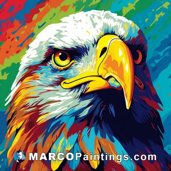 An abstract portrait of an eagle on an colorful background