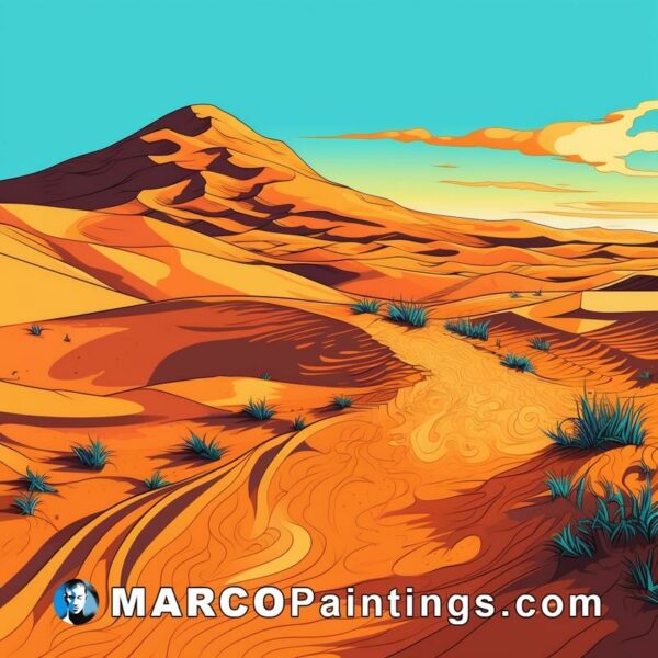 An abstract style illustration of the desert