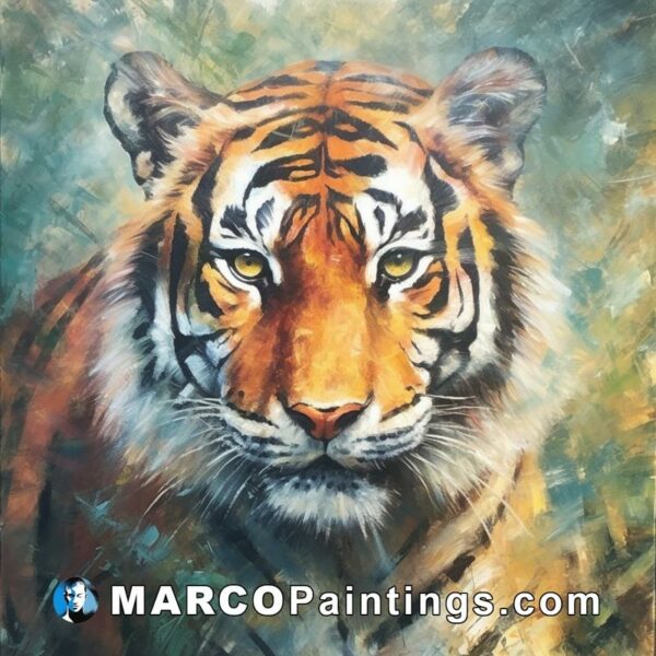 An acrylic painting of a tiger