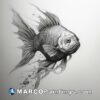 An art of a fish by black and white drawing