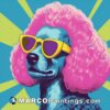 An artist's pop art portrait of a poodle wearing yellow shades