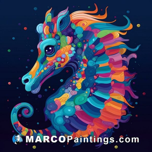 An artistic seahorse on a dark background