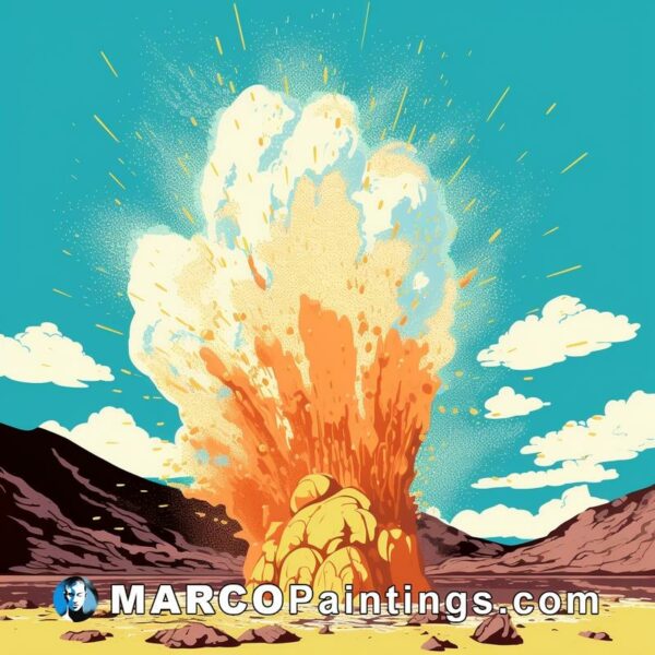 An explosion sitting on the desert illustration