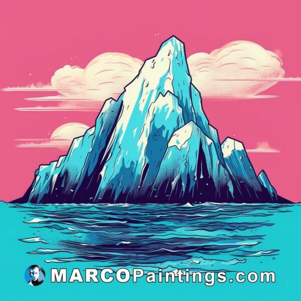 An iceberg over a pink background