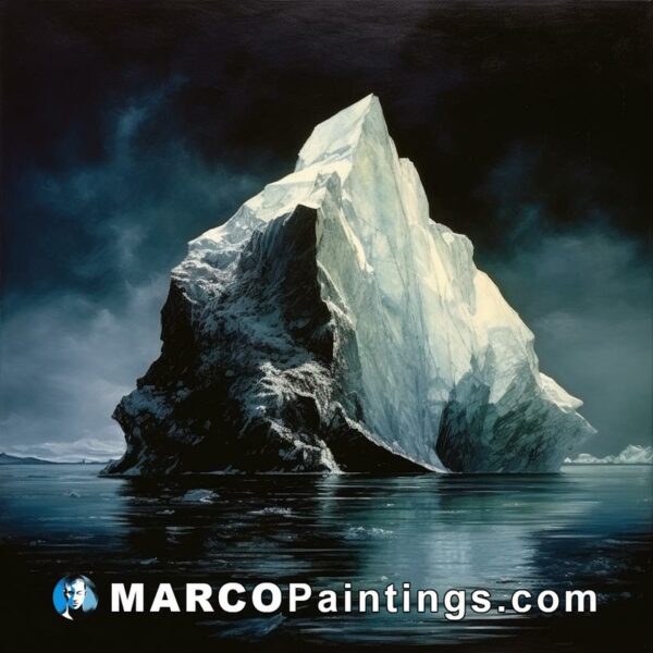 An iceberg with a dark background