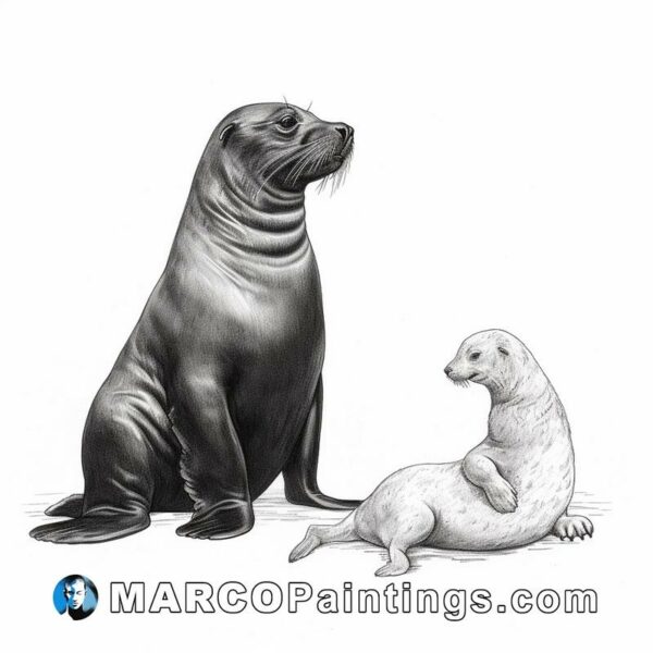 An illustration of a fur seal and a seal