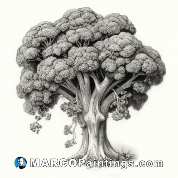 An illustration of a tangled broccoli tree