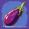 An illustration of an eggplant on purple background