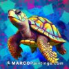 An illustration shows a colorful turtle in a colorful background
