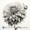 An image of a dahlia in black and white