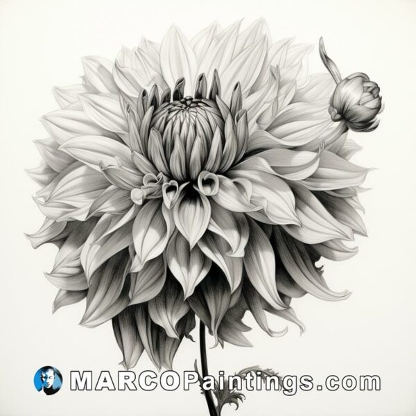 An image of a dahlia in black and white