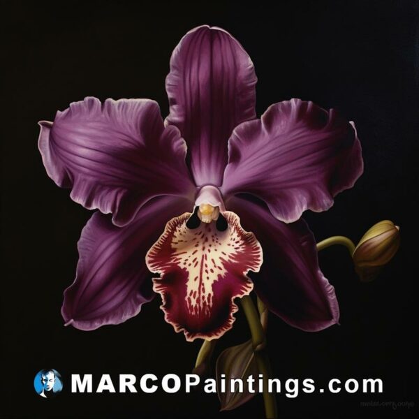 An image of a very deep purple orchid painting
